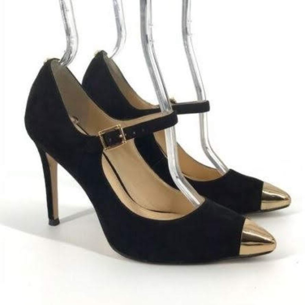 Vince Camuto Priscilla Black/Gold Suede High Heels